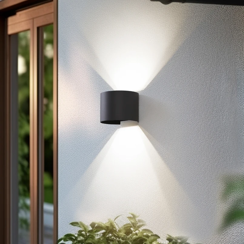 Applique d'extérieur LED Lindby Smart Dara, grise, ronde, CCT RVB, Tuya