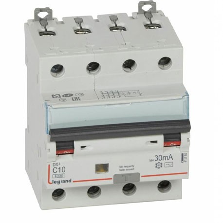 Disjoncteur différentiel 4P C10 6/10k AC 30mA - LEGRAND 411185