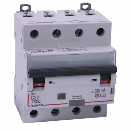 Disjoncteur différentiel 4P C32 6/10k AC 30mA - LEGRAND 411189