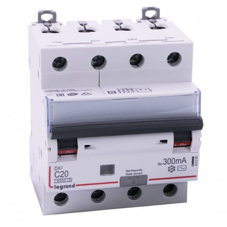 Disjoncteur différentiel 4P C20 6/10k AC 300mA - LEGRAND 411206