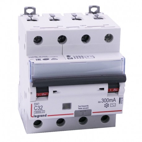 Disjoncteur différentiel 4P C32 6/10k AC 300mA - LEGRAND 411208