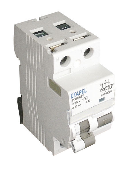Disjoncteur Différentiel 1P+N - 6kA - 30mA - 16A EFAPEL 55306 BY