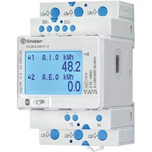 Compteur d'énergie triphasé 80A 400V MID - Série 7M FINDER 7M3884000112