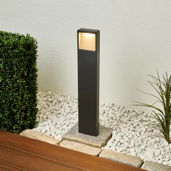 Lucande Borne lumineuse LED Leya, 65cm, anthracite, métal, IP54