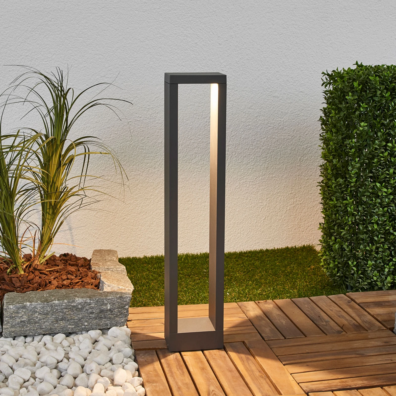Lucande Borne lumineuse LED Jupp, 60cm, anthracite, métal, IP54