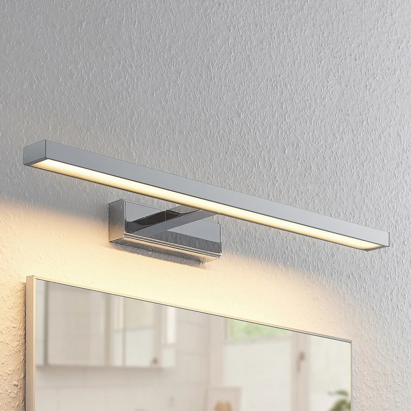 Applique pour miroir LED Lindby Jukka, 60 cm, chrome, métal, IP44