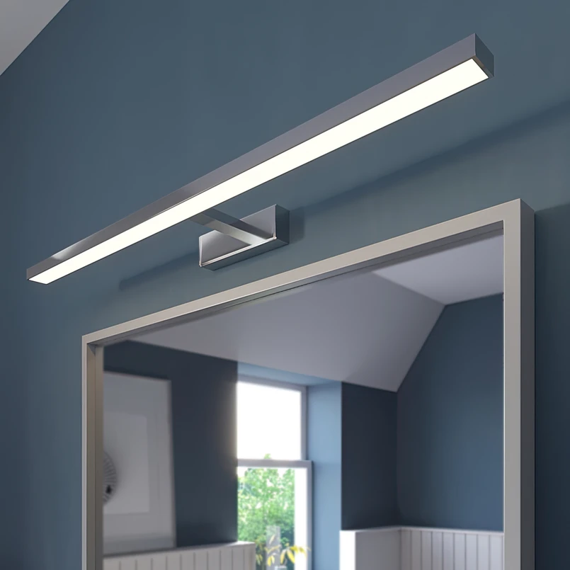 Applique pour miroir LED Lindby Jukka, 90 cm, chrome, métal, IP44