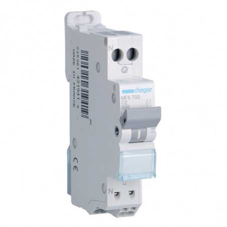 Disjoncteur Phase+ Neutre 2A 3kA Courbe C connexion automatique SanVis 1 Module HAGER MFS702
