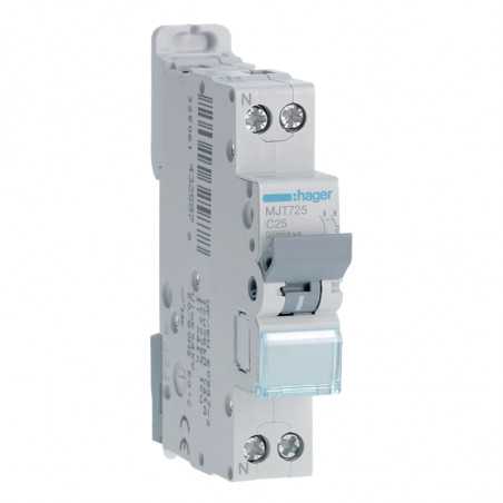 Disjoncteur monophasé 4.5-6kA à vis 1P+N C-25A HAGER MJT725