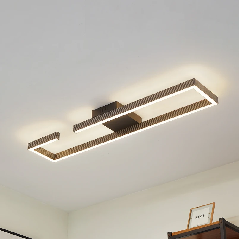 Lucande plafonnier LED Yvor, 100cm, noir, aluminium