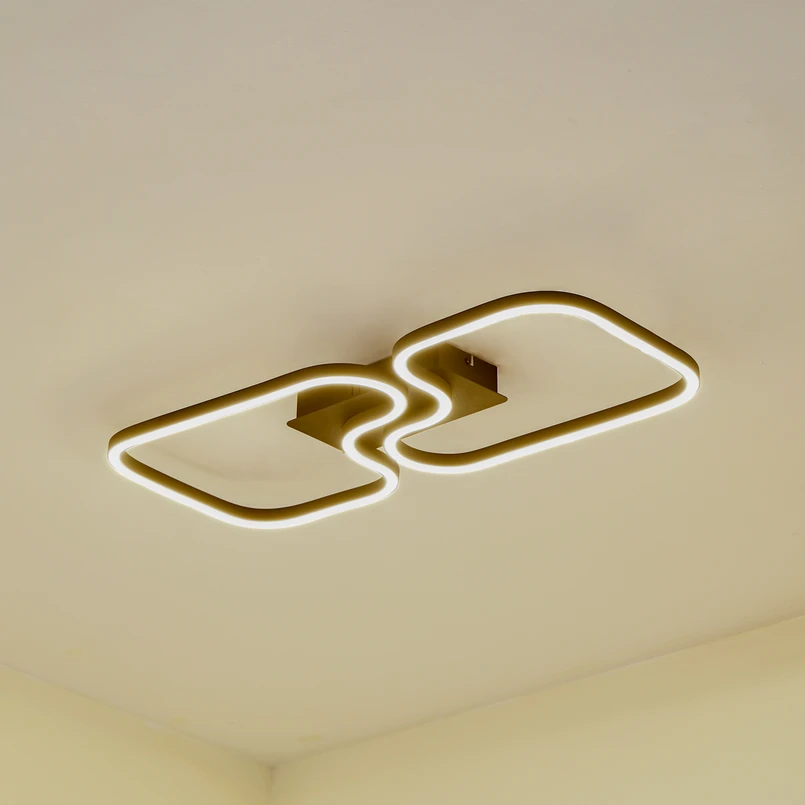 Lucande Plafonnier LED Amiya, 64cm, noir, aluminium