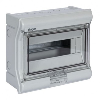 Coffret étanche Vector - IP65 - 1 rangée - 8+2 modules - Gris HAGER VE110F