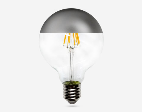 Lampe LED globe G95 Filament E27 argent 2200K 6W