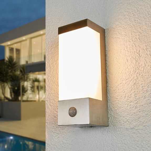 Applique d'extérieur LED Lindby Severina, 25cm, capteur, acier