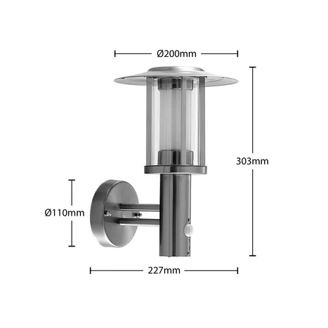Lindby applique d'extérieur LED Gregory, détecteur, acier inoxydable, IP44 2