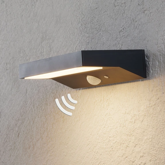 Lindby applique d'extérieur LED solaire Maresia, détecteur, anthracite
