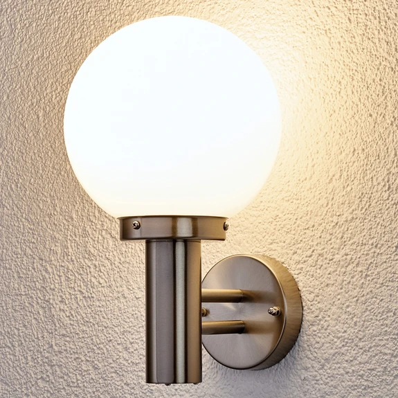 Lindby applique d'extérieur Nada, acier inoxydable, verre, 32cm, E27