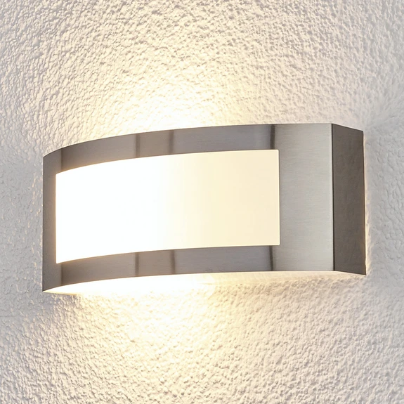 Lindby applique d'extérieur Raja, 25cm, acier inoxydable, IP44, E27