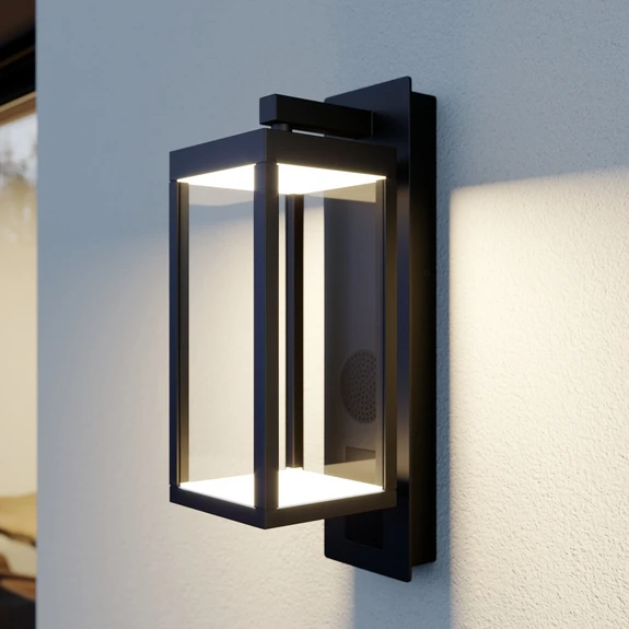 Lucande applique d'extérieur LED Ferdinand, anthracite, haut-parleur