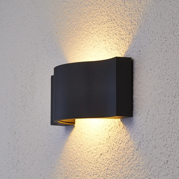 Lucande Applique murale LED Jace, anthracite, métal, 28cm, IP54