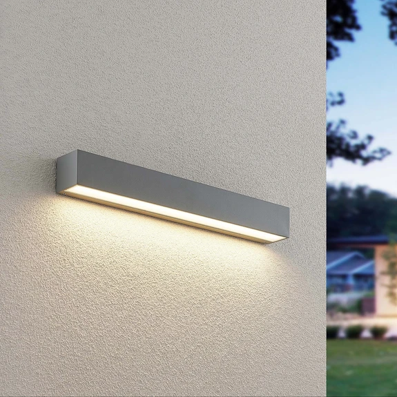 Lucande applique murale LED Lengo, 50cm, argent, 1 lampe, IP65