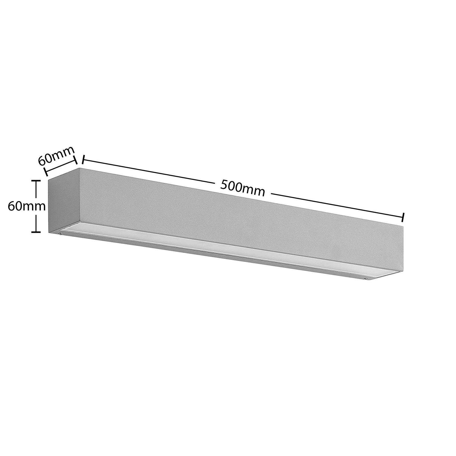Lucande applique murale LED Lengo, 50cm, argent, 1 lampe, IP65 2