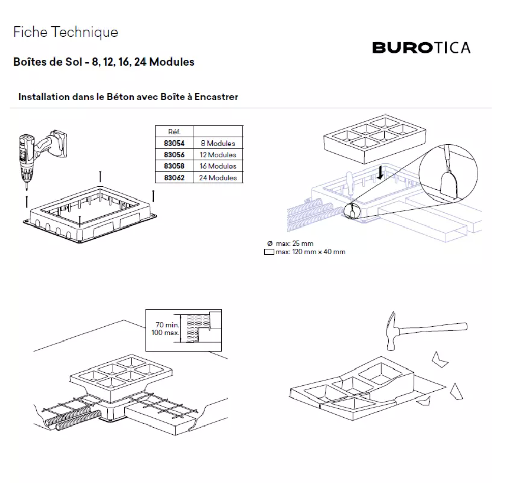 Boite à encastrer pour Boite de sol 12 modules EFAPEL 83056 3
