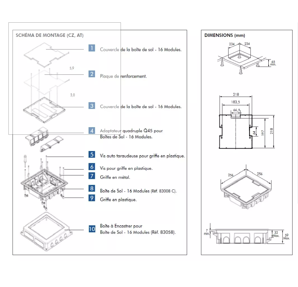 BOÎTE DE SOL GRIS - 16 MODULES EFAPEL 83008 CCZ 3