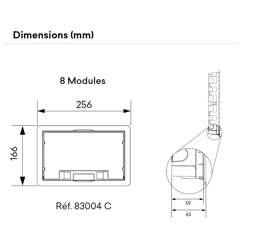 Boite de sol 8 Modules - Anthracite EFAPEL 83004 CAT 2