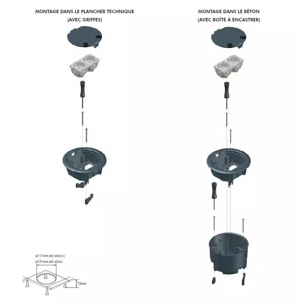BOÎTE DE SOL ANTHRACITE - 4 MODULES EFAPEL 83002 CAT 2