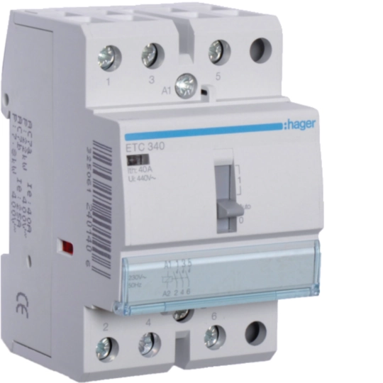 Contacteur Jour / Nuit 40A 3F/NO triphasé 2 modules - ETC340 HAGER