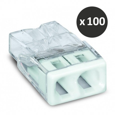 Wago - 100 Bornes pour boîtes de dérivation COMPACT - 2 conducteurs