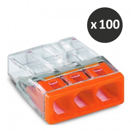 Wago - 100 Bornes pour boîtes de dérivation COMPACT - 3 conducteurs