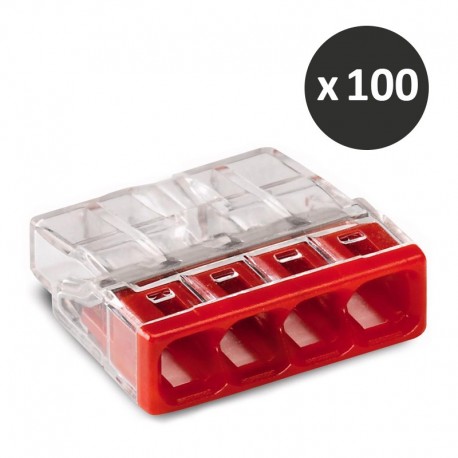 Wago - 100 Bornes pour boîtes de dérivation COMPACT - 4 conducteurs