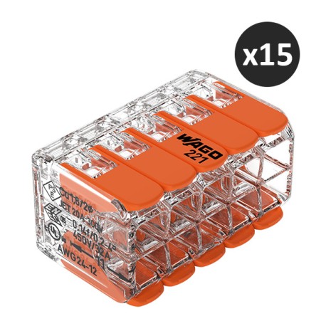 Wago - 10 Bornes de raccordement avec levier - Pour tous types de conducteurs - max. 4 mm² - 10 conducteurs