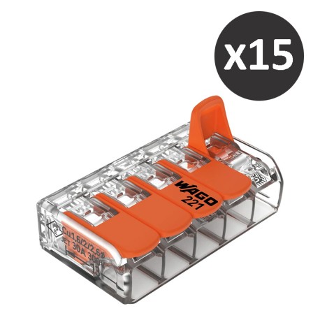Wago - 15 Bornes de raccordement COMPACT pour tous types de conducteurs max. 6 mm²