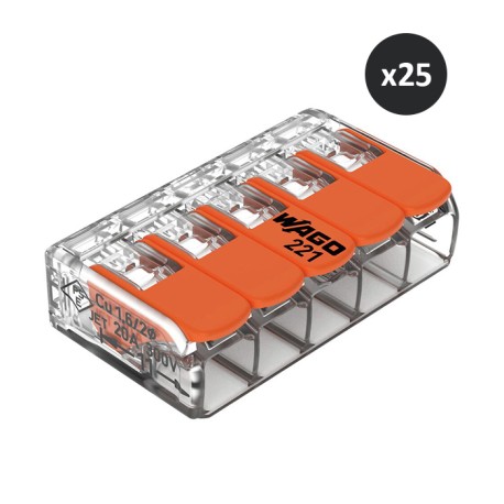 Wago - 25 Bornes de raccordement COMPACT - 5 conducteurs