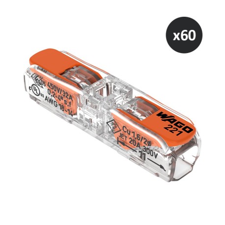 Wago - 60 Bornes de raccordement flexibles - 2 conducteurs