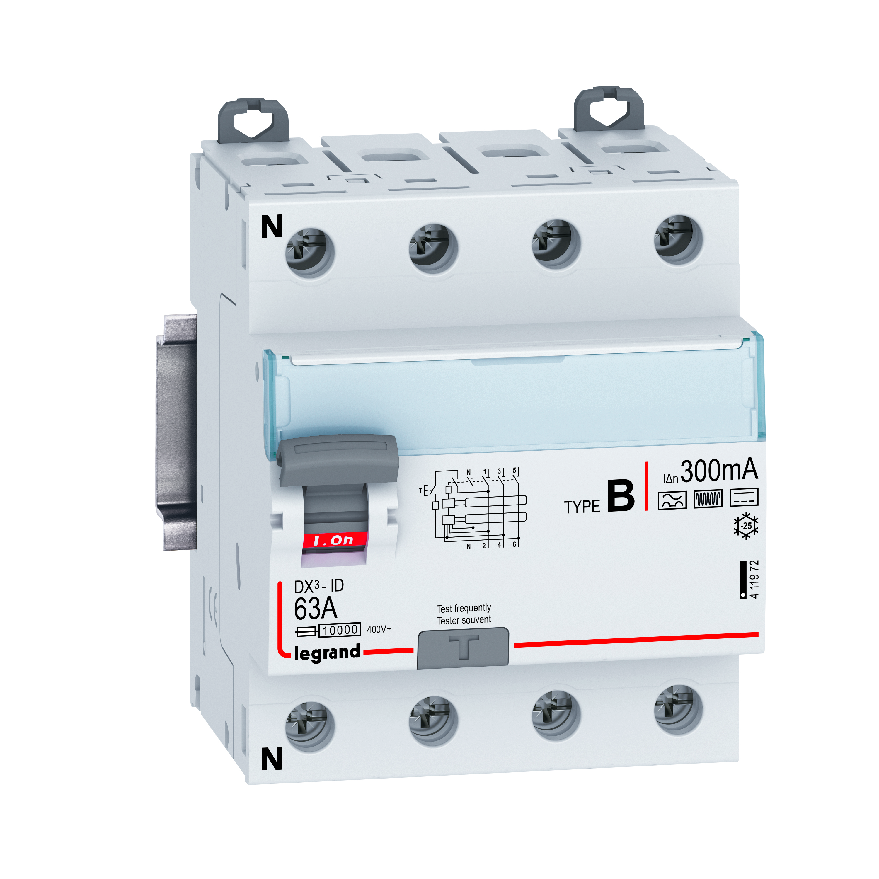Interrupteur différentiel DX³ 4P 63A B 300MA - 411972