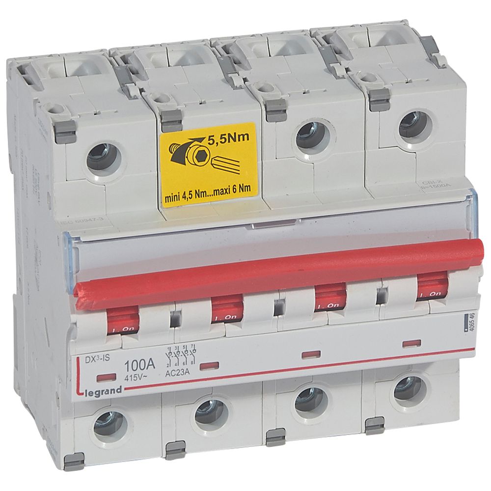 Legrand - DX3 - Interrupteur-sectionneur à déclenchement 100A - 4P - 6 Modules - 406546