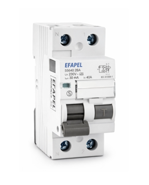 Interruptor Diferencial 2P - 30MA - A - 40A EFAPEL 55640 2 BA