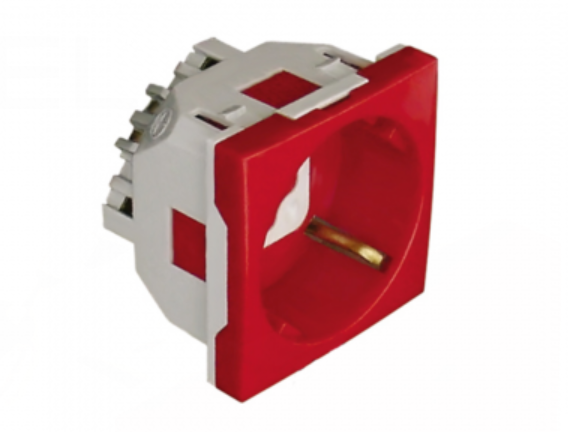Prise inclinée à 45º avec protection - 2 modules pour goulotte ROUGE EFAPEL