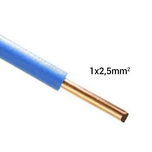 Fil électrique rigide H07VU 2.5² bleu - Couronne de 100m
