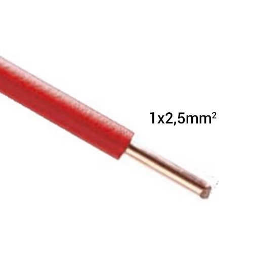 Fil électrique rigide H07VU 2.5² rouge - Couronne de 100m