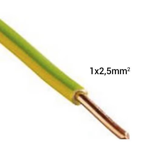Fil électrique rigide H07VU 2.5² vert / jaune - Couronne de 100m