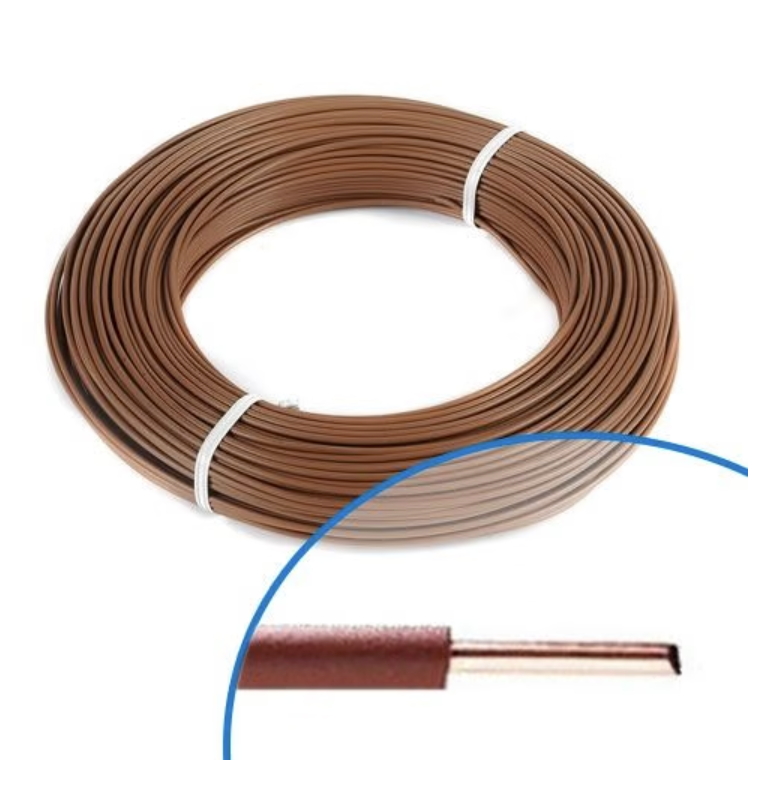 Fil électrique rigide H07VU 2.5² marron -100M
