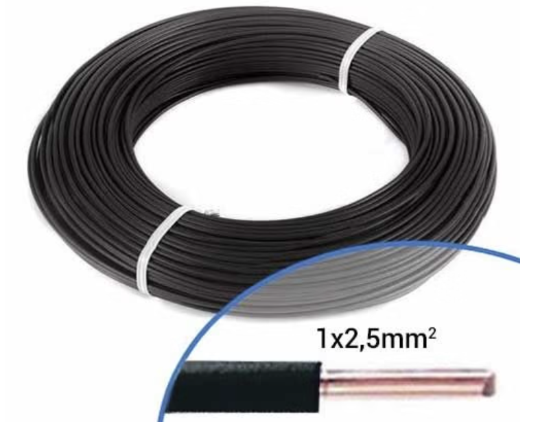 Fil électrique rigide H07VU 2.5² noir -100M