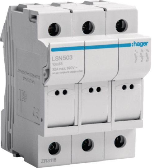 Coupe circuit 3P 32A 690V L38 3 modules HAGER LSN503