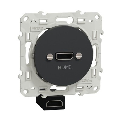 Schneider Odace prise HDMI typeA  anthracite  prise femelle / câble femelle