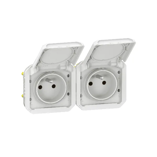 Legrand - Double prise de courant précâblée 2x2P+T horizontale étanche Plexo 16A 250V IP55 2 postes blanc - 069642L
